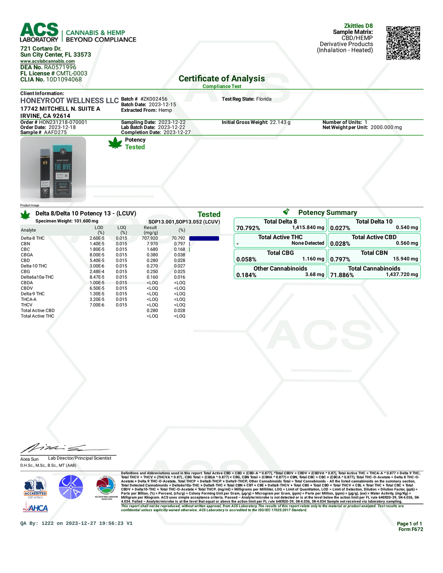 Honeyroot - 2ml D8 Disposable Vape Cartridges