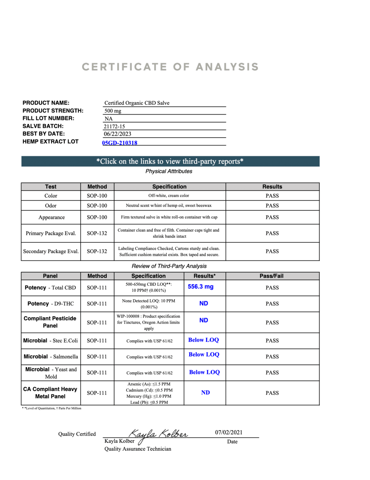Herbal Aspect - CBD Salve - 500MG
