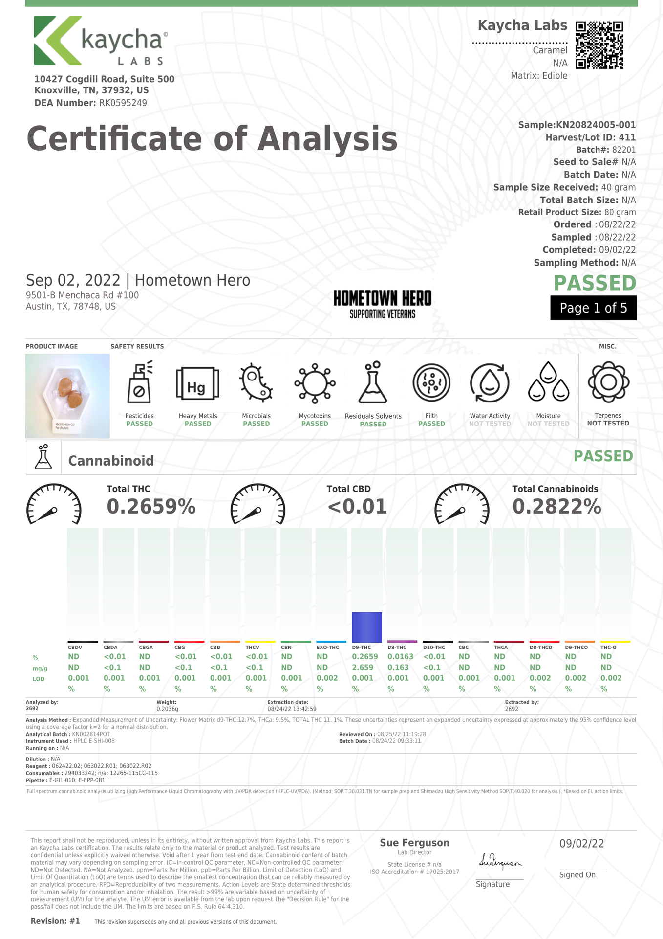Hometown Hero - Live Rosin Caramel Taffy - 20 mg D9 - 10 ct