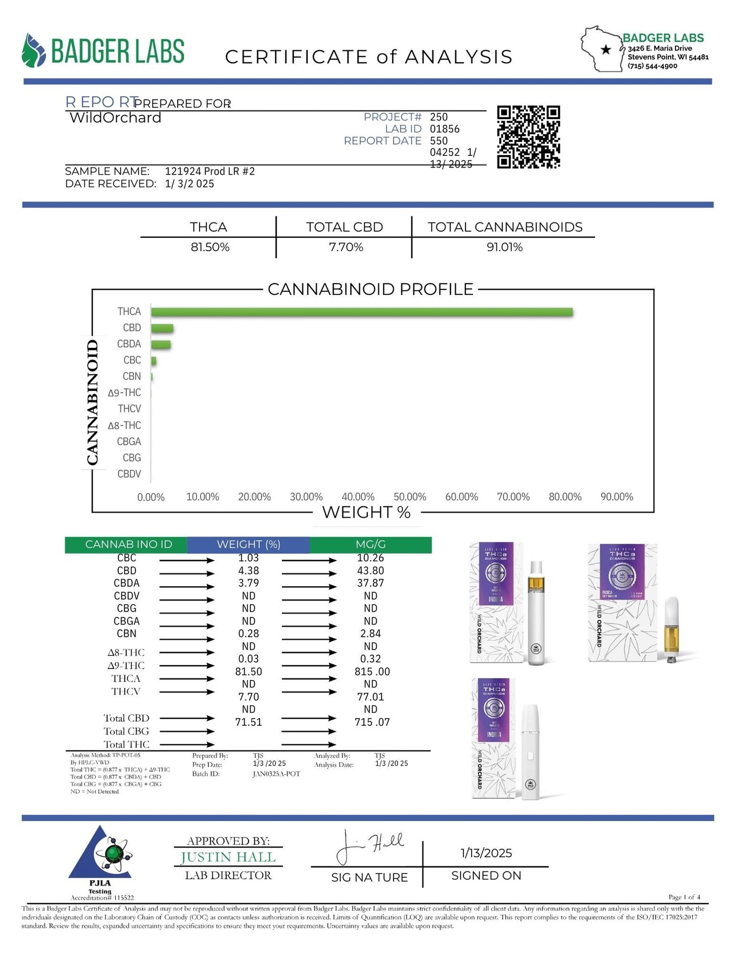 Wild Orchard - Live Resin THCa Diamond - 1g cart