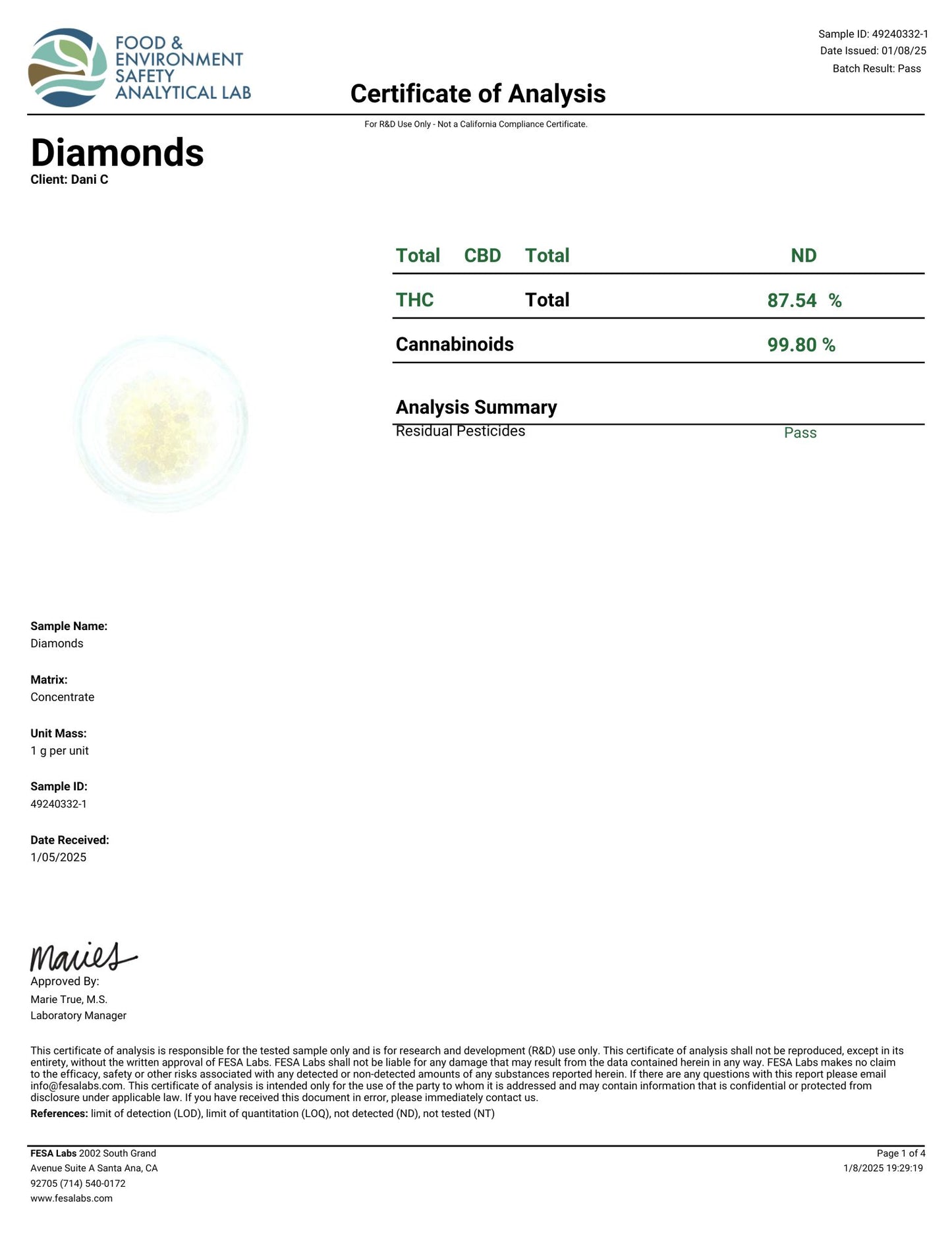 Concentrates - THCa Diamonds - A002 - 1g