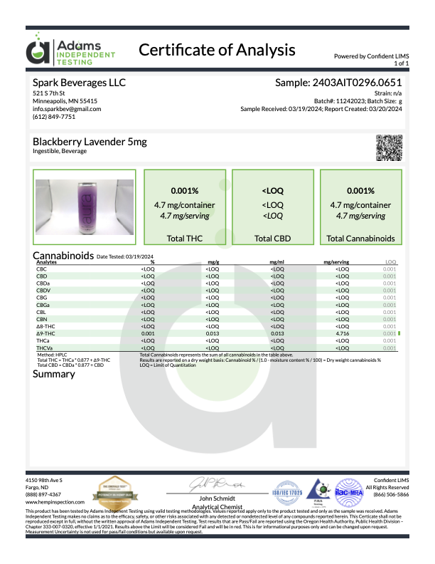 Aura - Blackberry Lavender - 10mg Seltzer