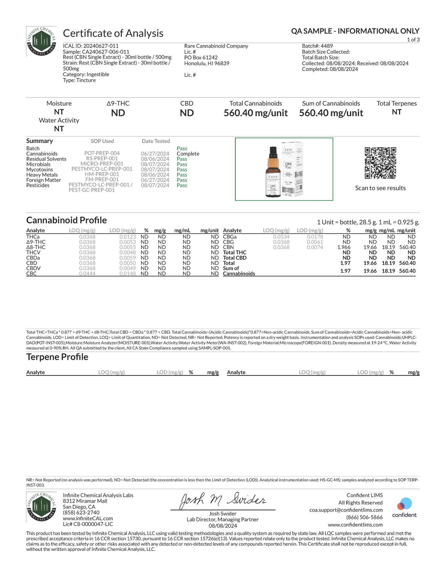 Rare Cannabinoid - CBN Rest - 500MG